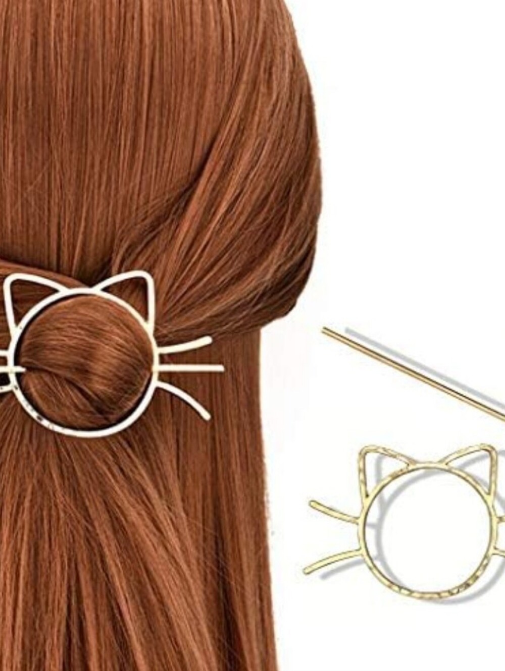 Gold Cat Hair Pin Stick Minimalist Metal Hair Bun Holder Japanese Style New